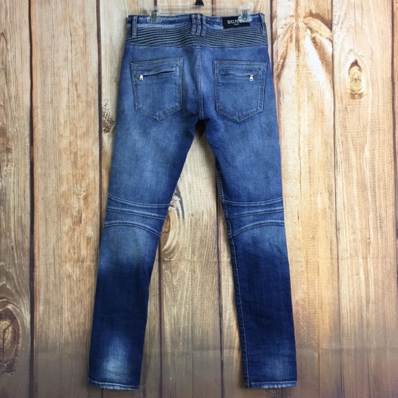 Men’s BALMAIN Distressed Slim Biker denim jean - Picture 8 of 8